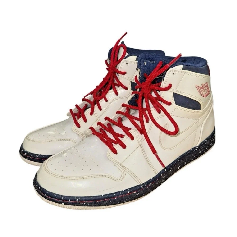 Nike Air Jordan 1 High Strap‎ Premier White Mens 10.5 Pre-Owned Shoes 375352-101